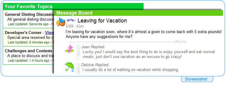 StartYourDiet.com Message Board Screenshot