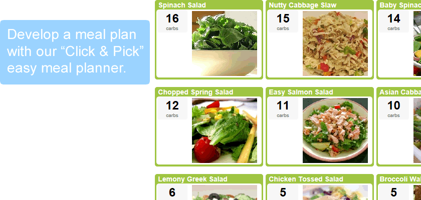 Develop a meal plan with our Click & Pick easy meal planner.